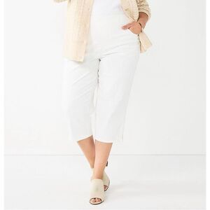 NWT CROFT & BARROW Women’s Plus 22W Pull-on White Denim Capri Pants Mid Rise NEW